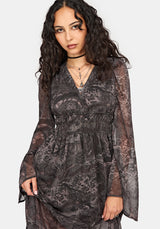 Disturbia x The Witcher Rivia Print Chiffon Midaxi Dress