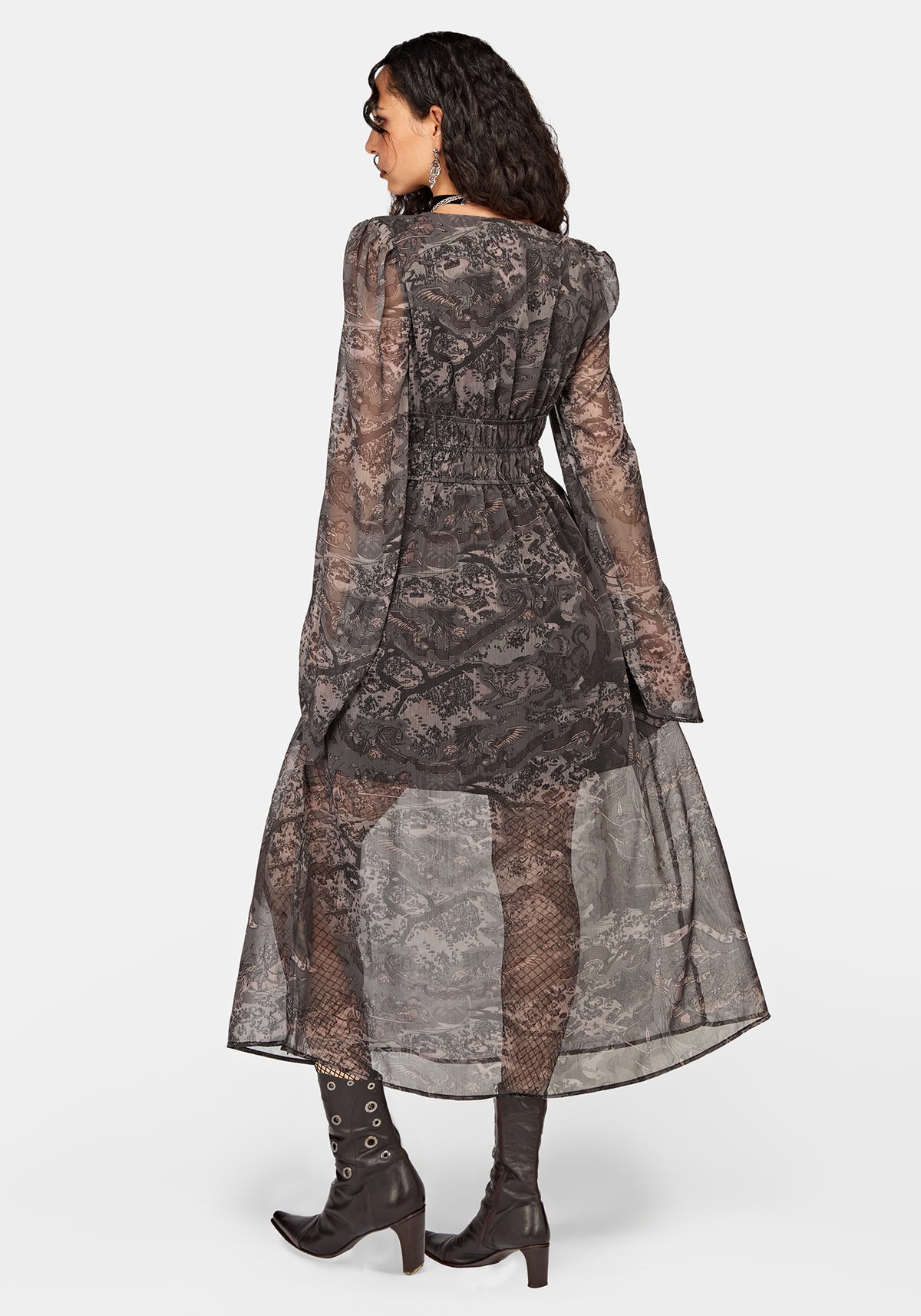 Disturbia x The Witcher Rivia Print Chiffon Midaxi Dress