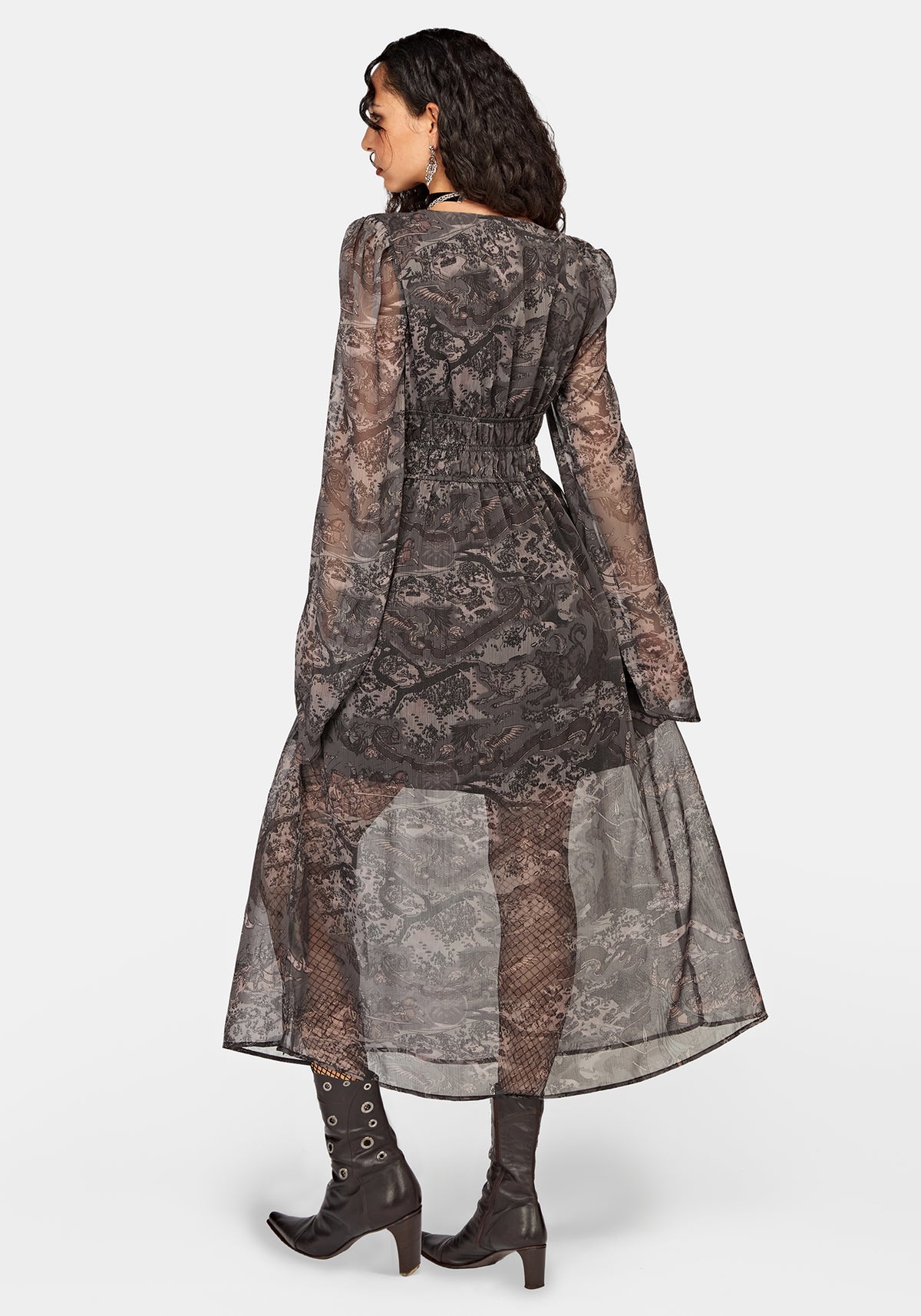 Disturbia x The Witcher Rivia Print Chiffon Midaxi Dress