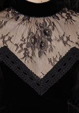 Umbra Lace Insert Velour Mini Dress UK 6