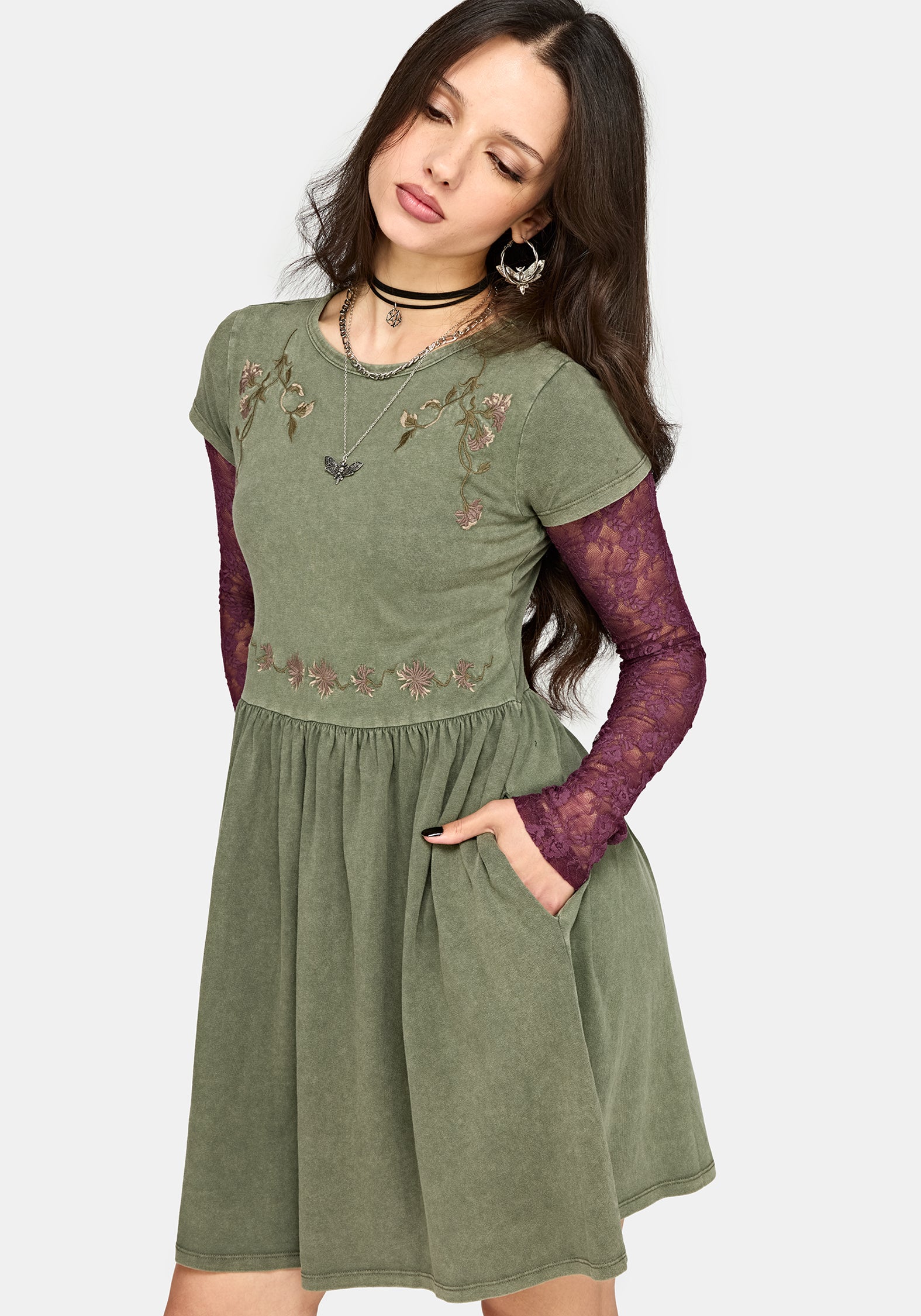Genevra Embroidered Cotton Mini Smock Dress