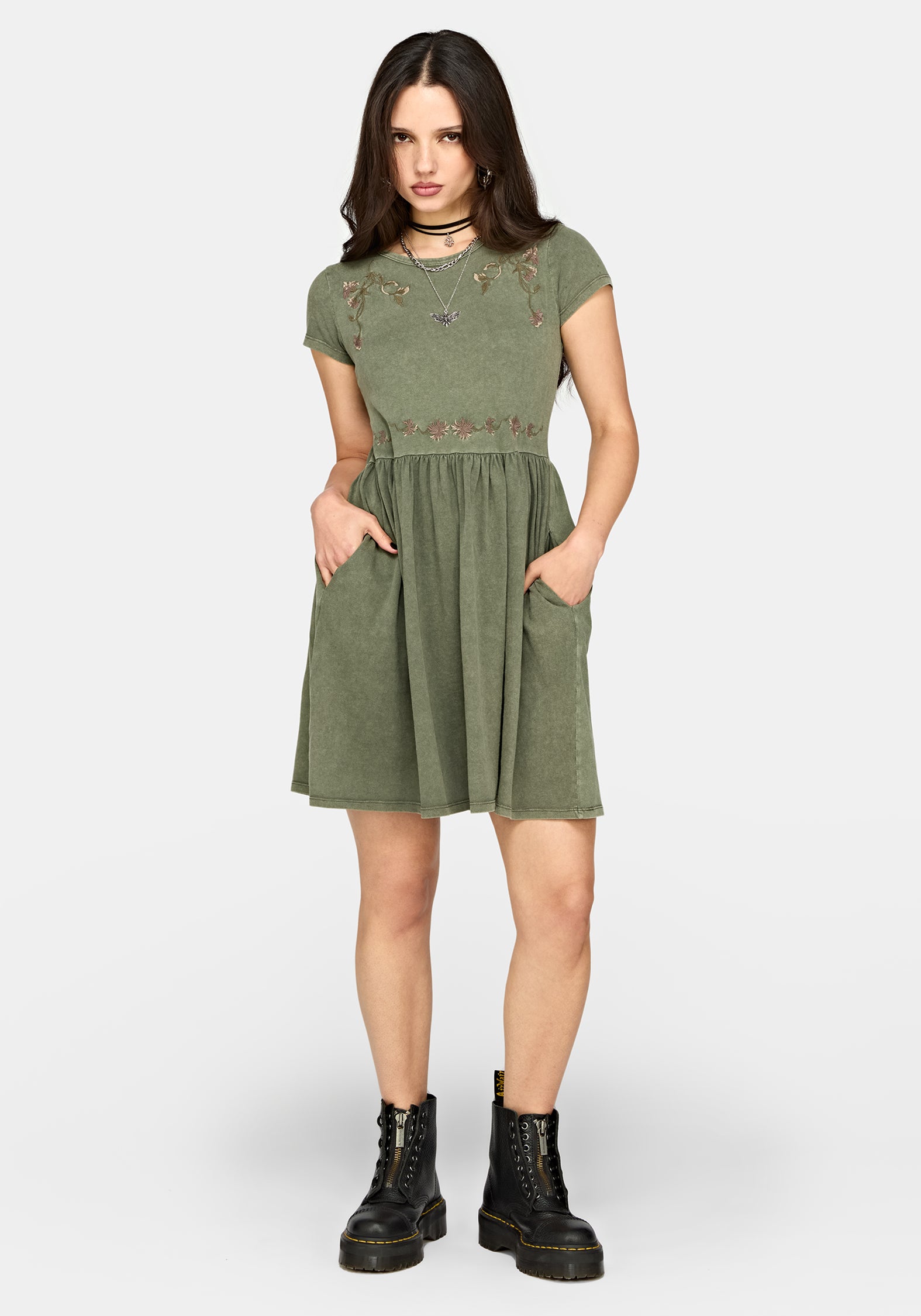 Genevra Embroidered Cotton Mini Smock Dress