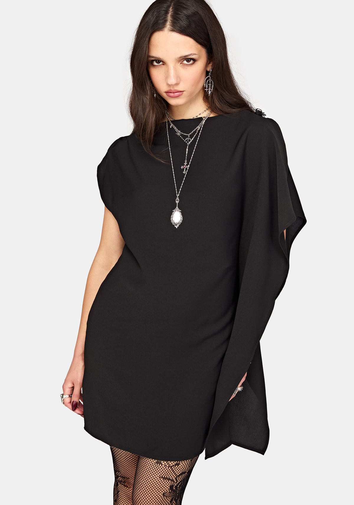 Orlina One-Shoulder Cape Mini Dress UK 6