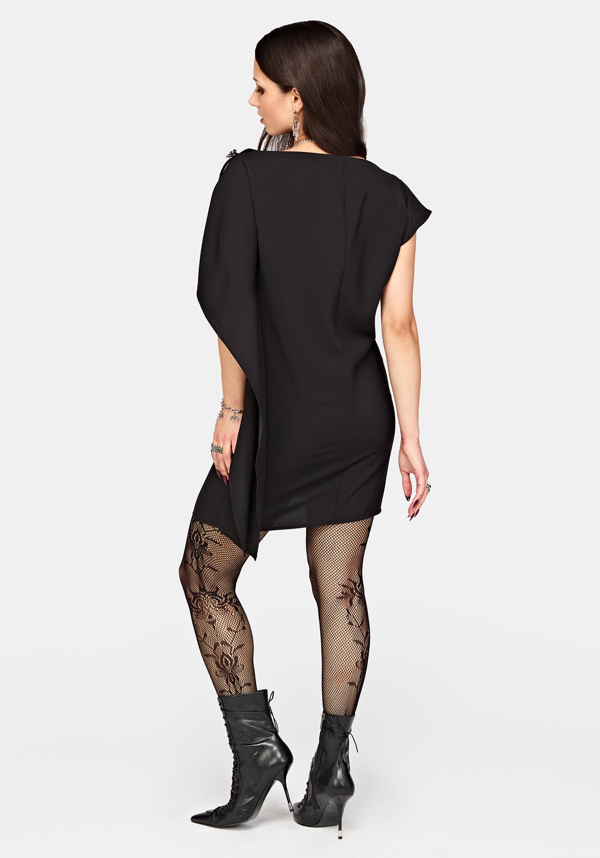 Orlina One-Shoulder Cape Mini Dress UK 6