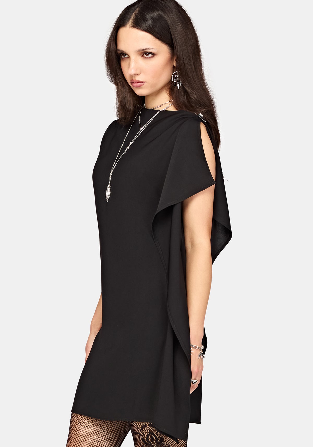 Orlina One-Shoulder Cape Mini Dress UK 6
