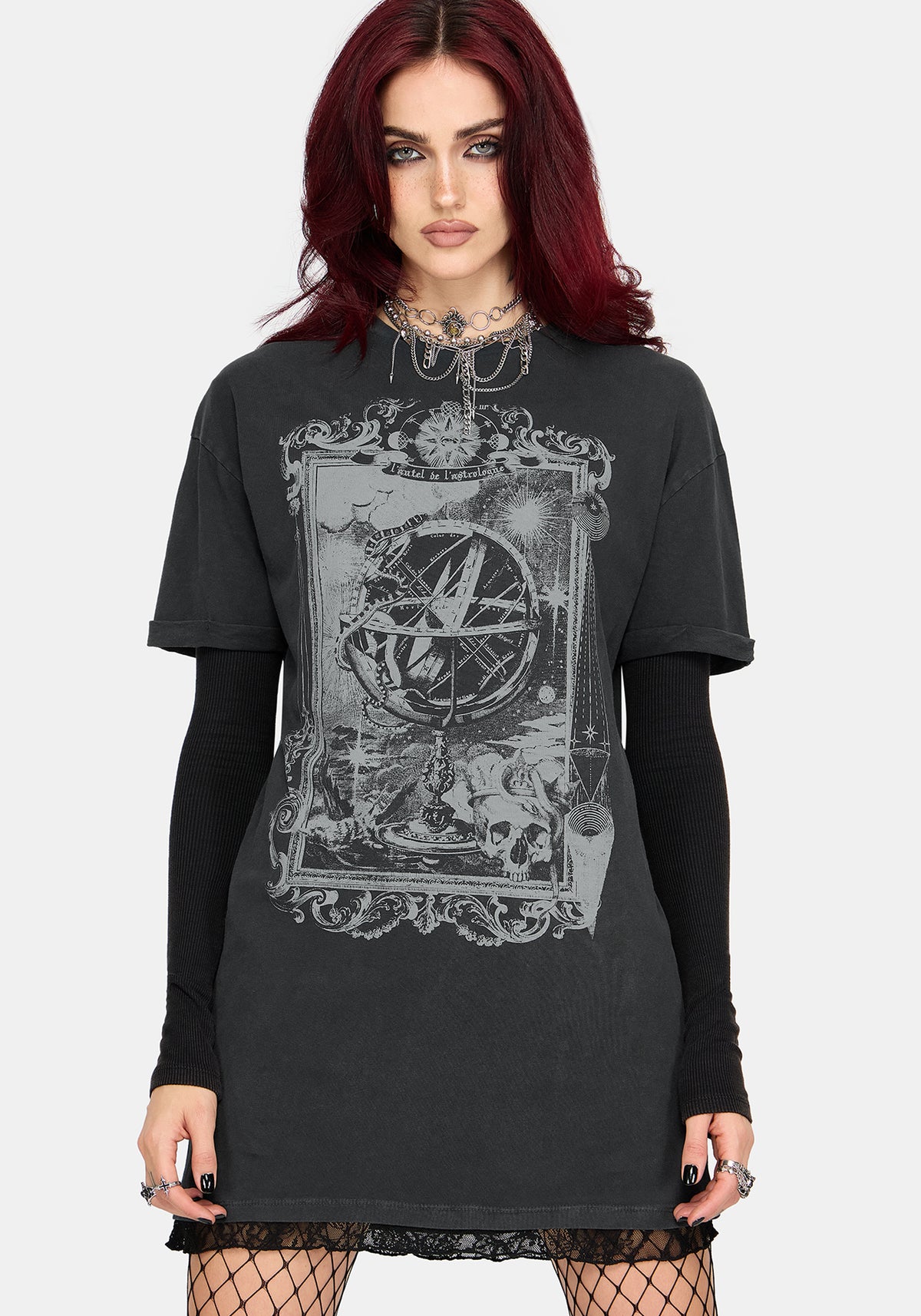 Ottilie Widow Lace Layer Graphic Tee Dress UK 6