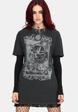 Ottilie Widow Lace Layer Graphic Tee Dress UK 6