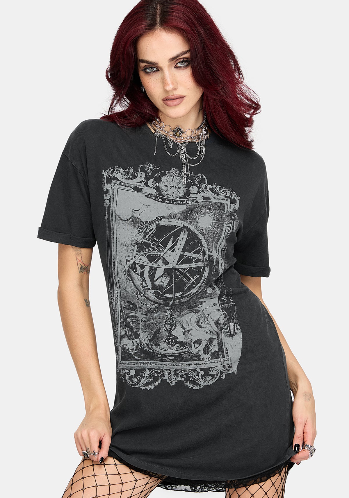Ottilie Widow Lace Layer Graphic Tee Dress UK 6