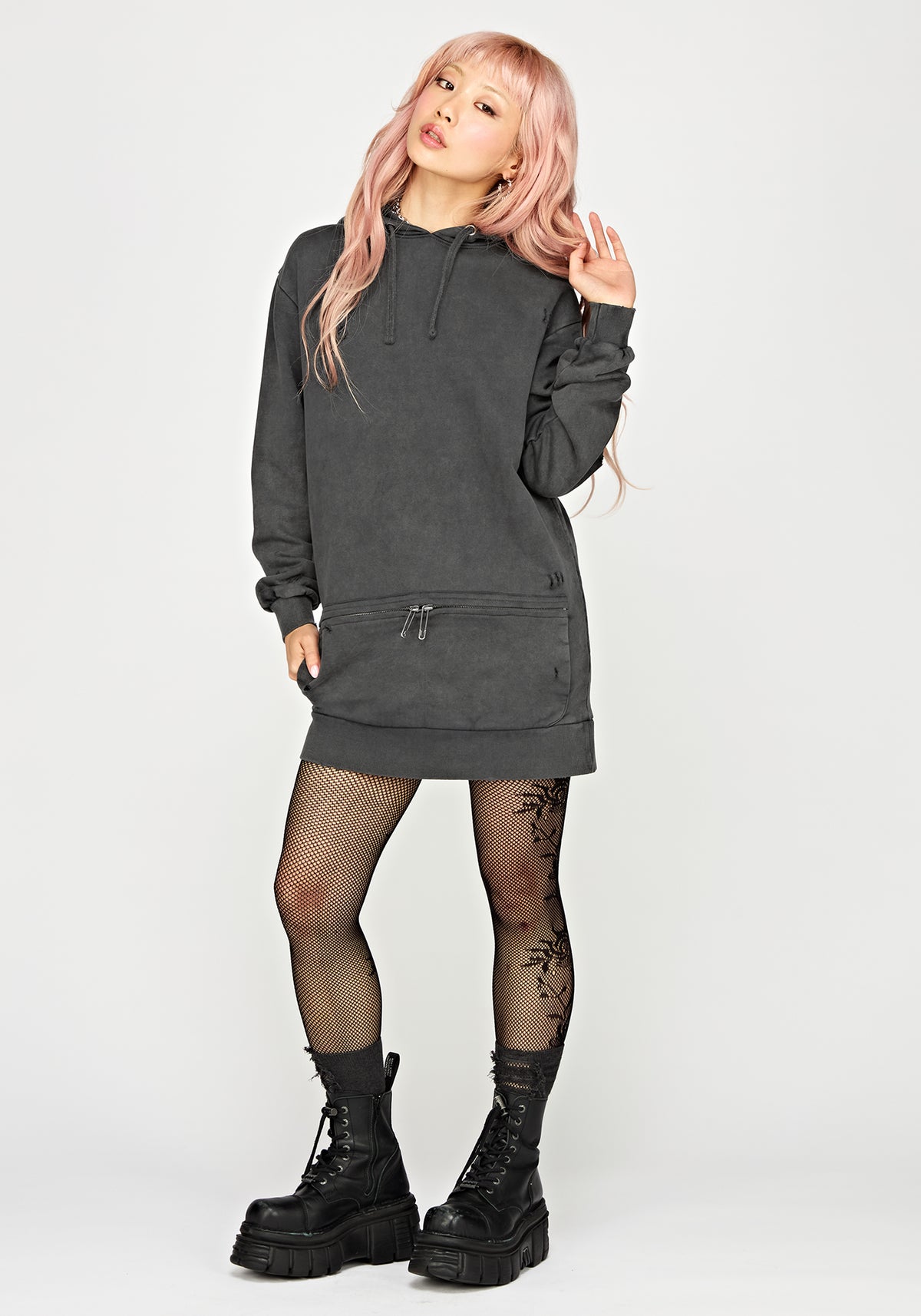 Nerezza Oversized Distressed Hoodie Dress
