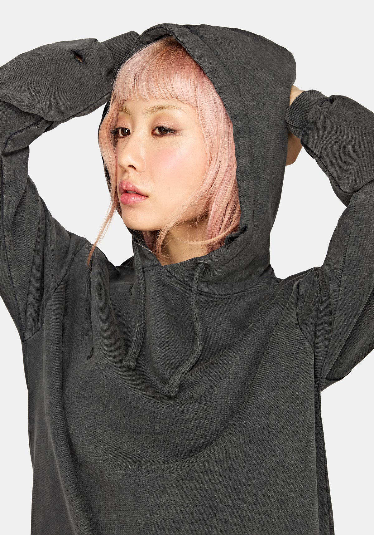 Nerezza Oversized Distressed Hoodie Dress