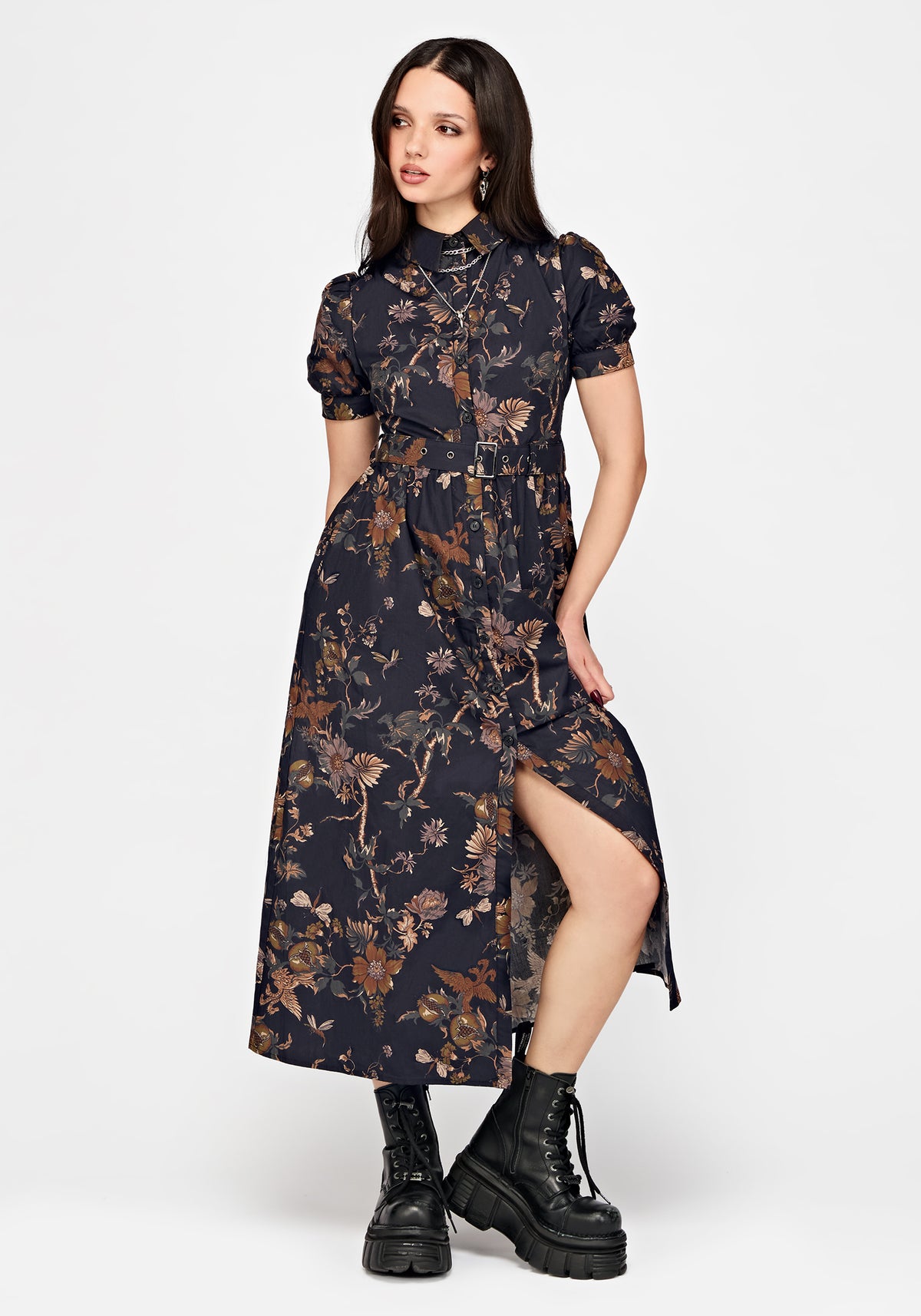 Poison Eden Midaxi Shirt Dress - Midnight