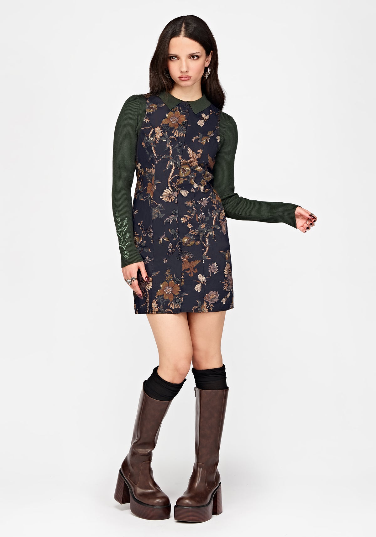 Poison Eden Button Up Mini Dress - Midnight