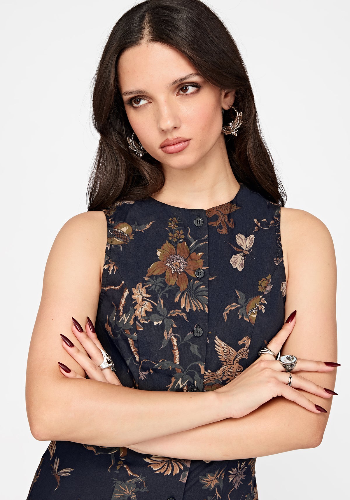 Poison Eden Button Up Mini Dress - Black