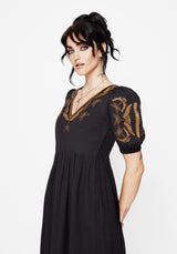 Emberflit Cotton Blend Moth Embroidered Smock Maxi Dress