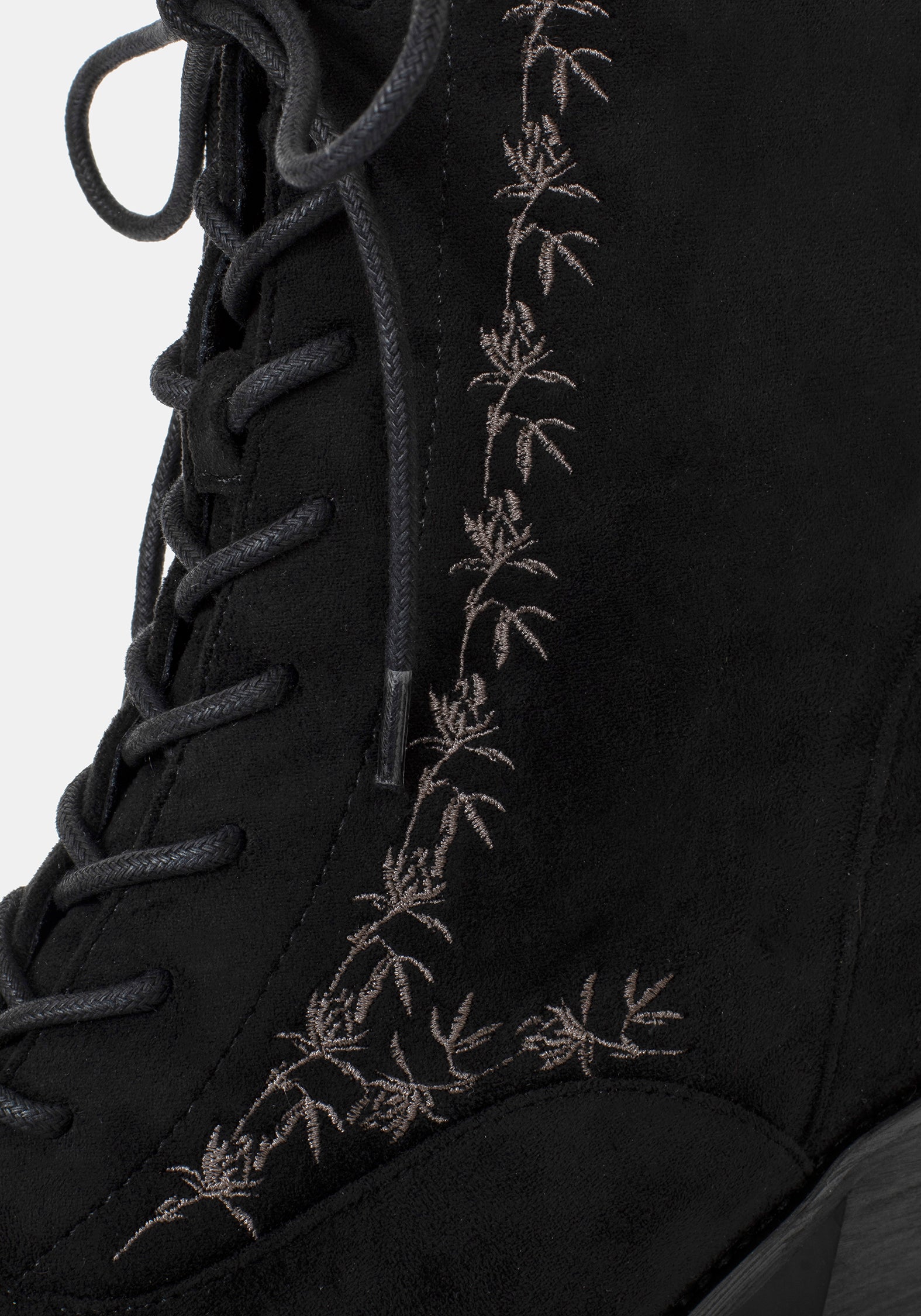 Lilith Suedette Embroidered Boots - Black