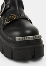 Grunora Buckled Leather Biker Boots UK 6