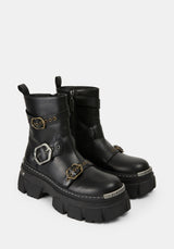 Grunora Buckled Leather Biker Boots UK 6