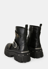 Grunora Buckled Leather Biker Boots UK 6