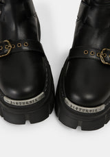Grunora Buckled Leather Biker Boots UK 6