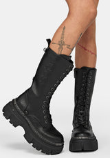 Morwyn Calf Lace Up Platform Boots UK 6