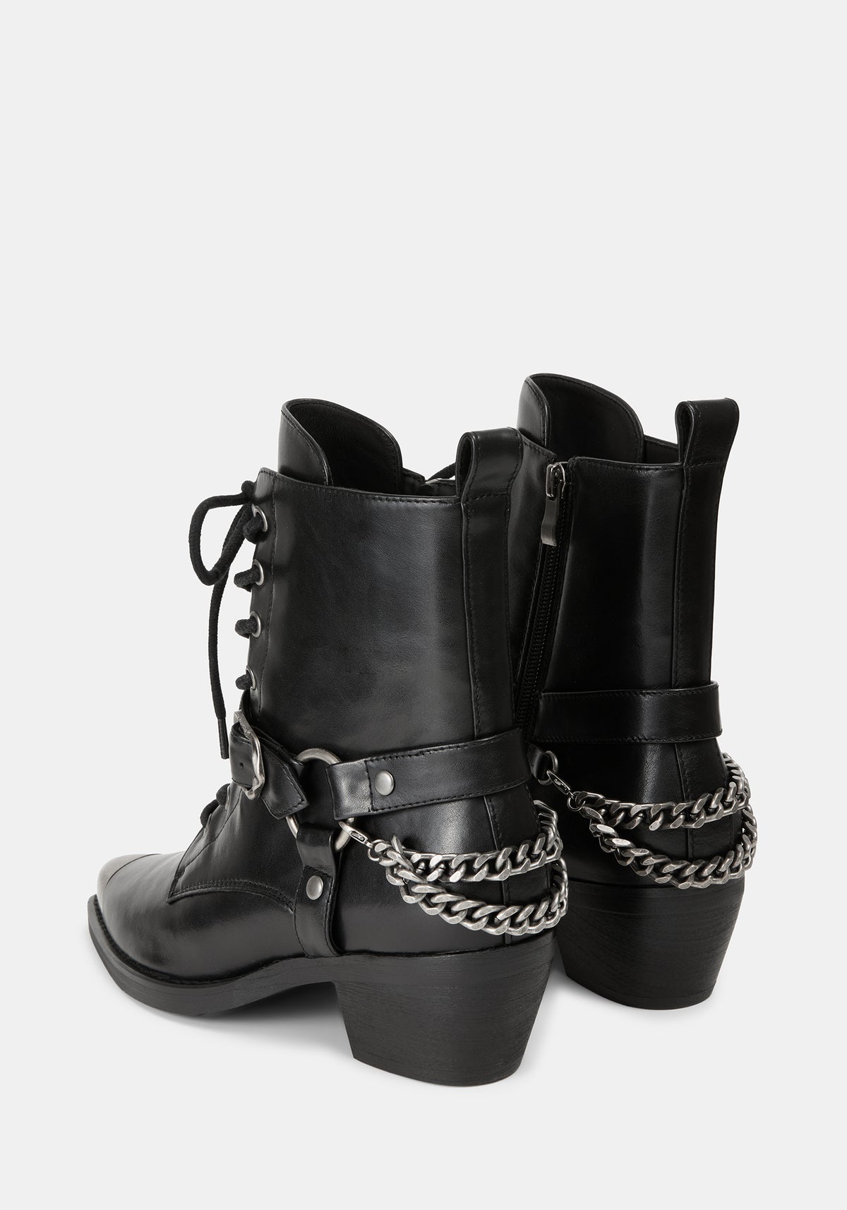 Wespair Leather Toe Cap Chain Boots UK 6
