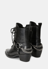 Wespair Leather Toe Cap Chain Boots UK 6