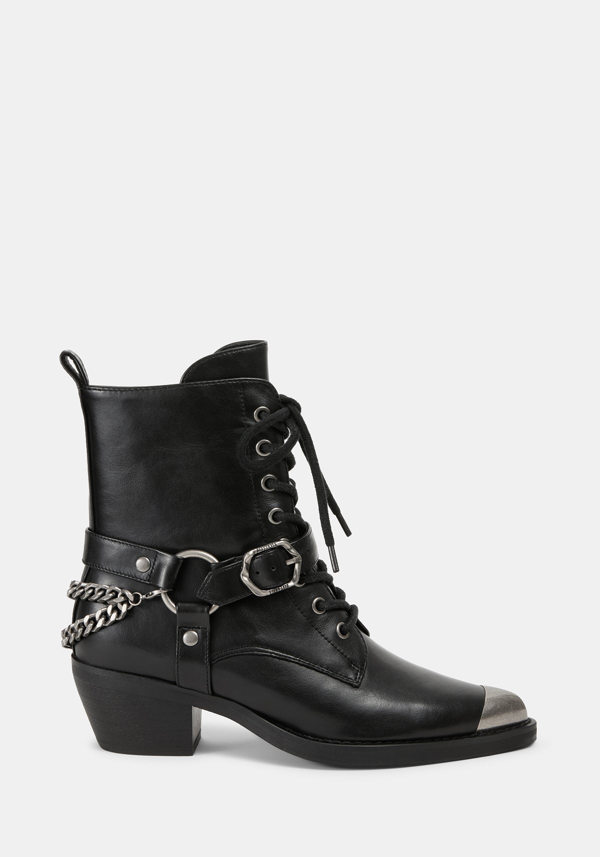 Wespair Leather Toe Cap Chain Boots