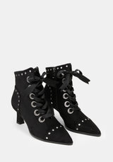 Morvella Pointed Studded Boots UK 6