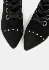 Morvella Pointed Studded Boots UK 6