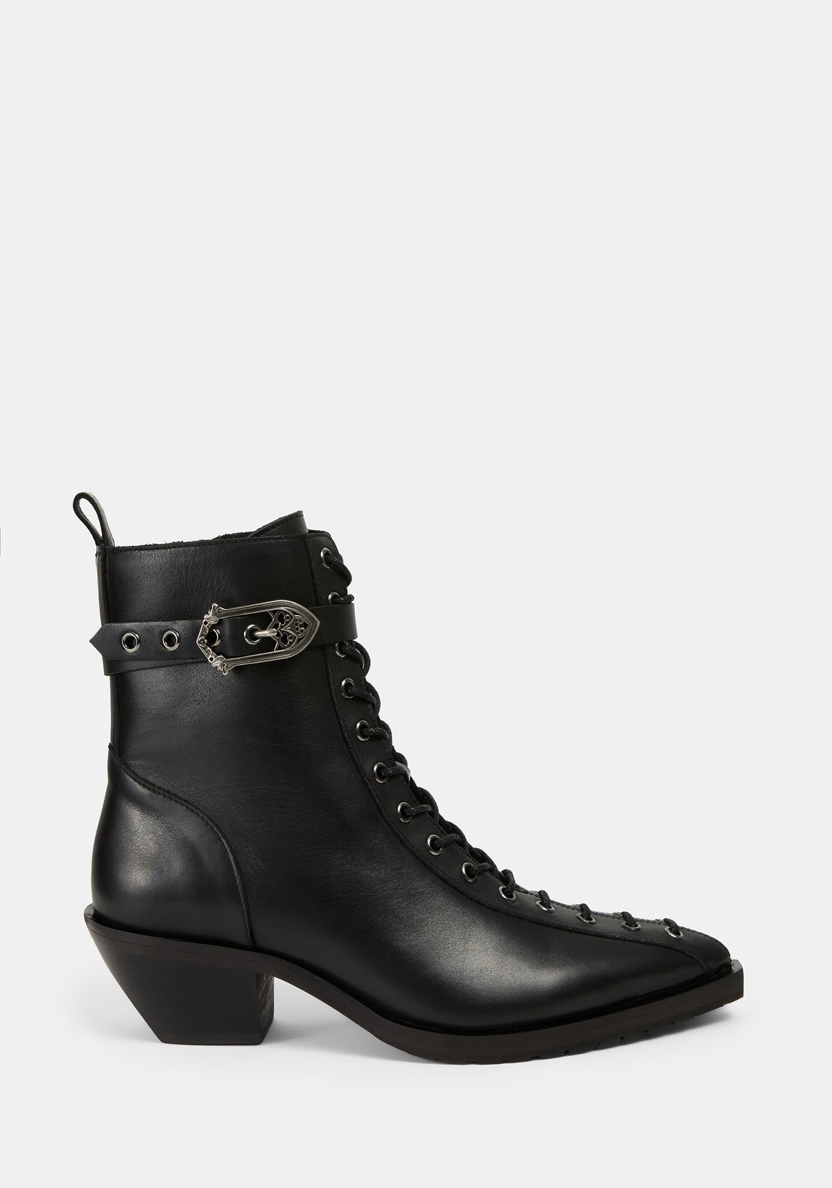 Spinelle Leather Cathedral Buckle Boots