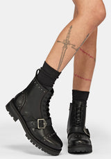 Esmelina Leather Rosamoth Buckle Boots
