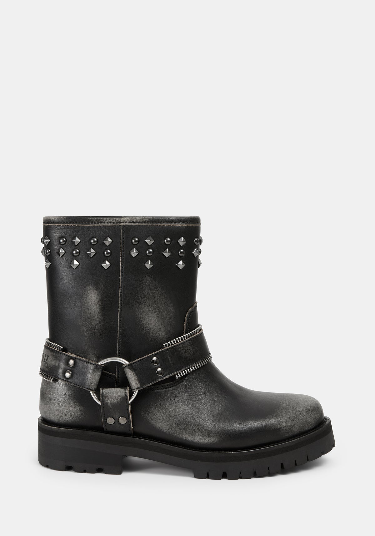 Devlin Leather Studded Biker Boot UK6
