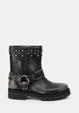 Devlin Leather Studded Biker Boot UK6