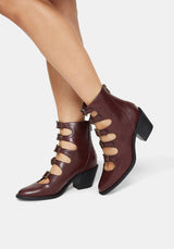 Bridget Buckled Boots - Burgundy