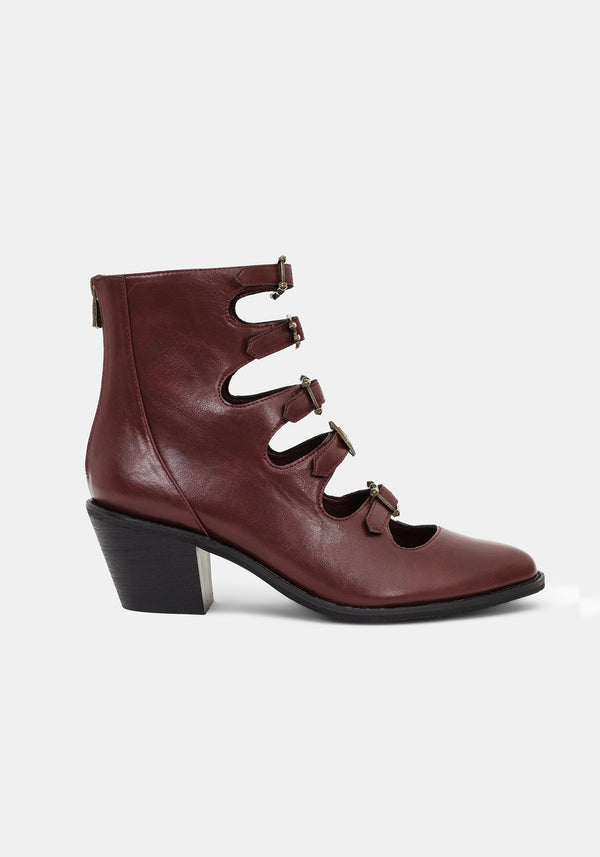 Bridget Buckled Boots - Burgundy