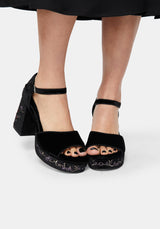 Selene Velvet Embroidered Platform Heels