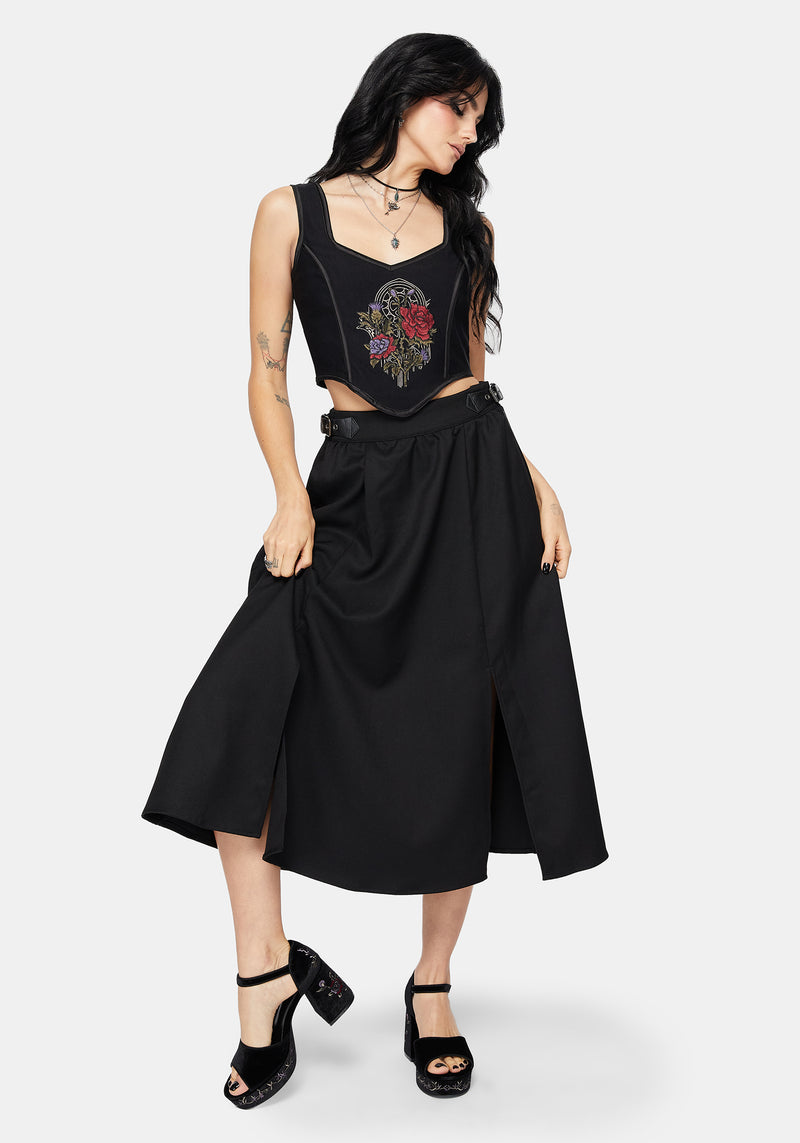 Selene Velvet Embroidered Platform Heels