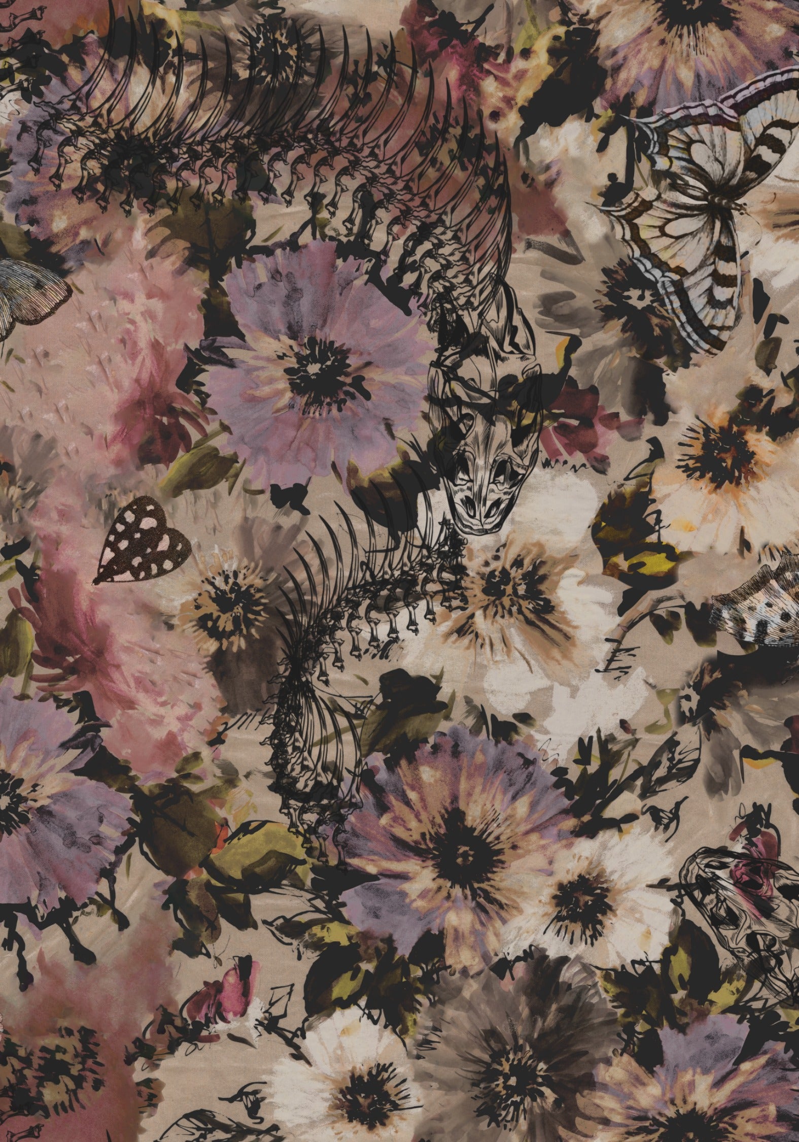 Mortua Grunge Floral Print Peplum Frill Cami Maxi Dress