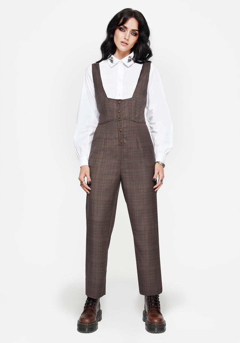Lamya Check Tailored Straight Leg Suspender Trouser