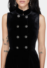 Dusken Velour Button Up High Neck Jumpsuit