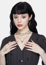 Corvus Bird Skull Layered Necklace