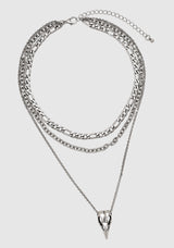 Corvus Bird Skull Layered Necklace