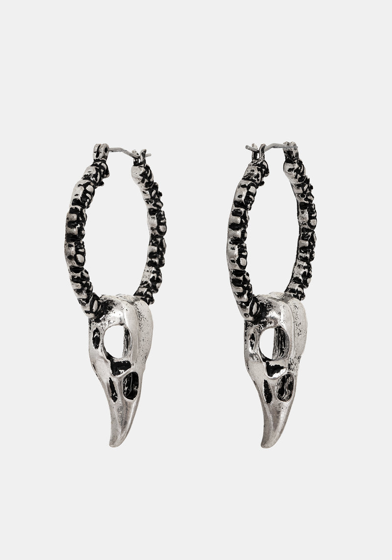 Corvus Bird Skull Hoops