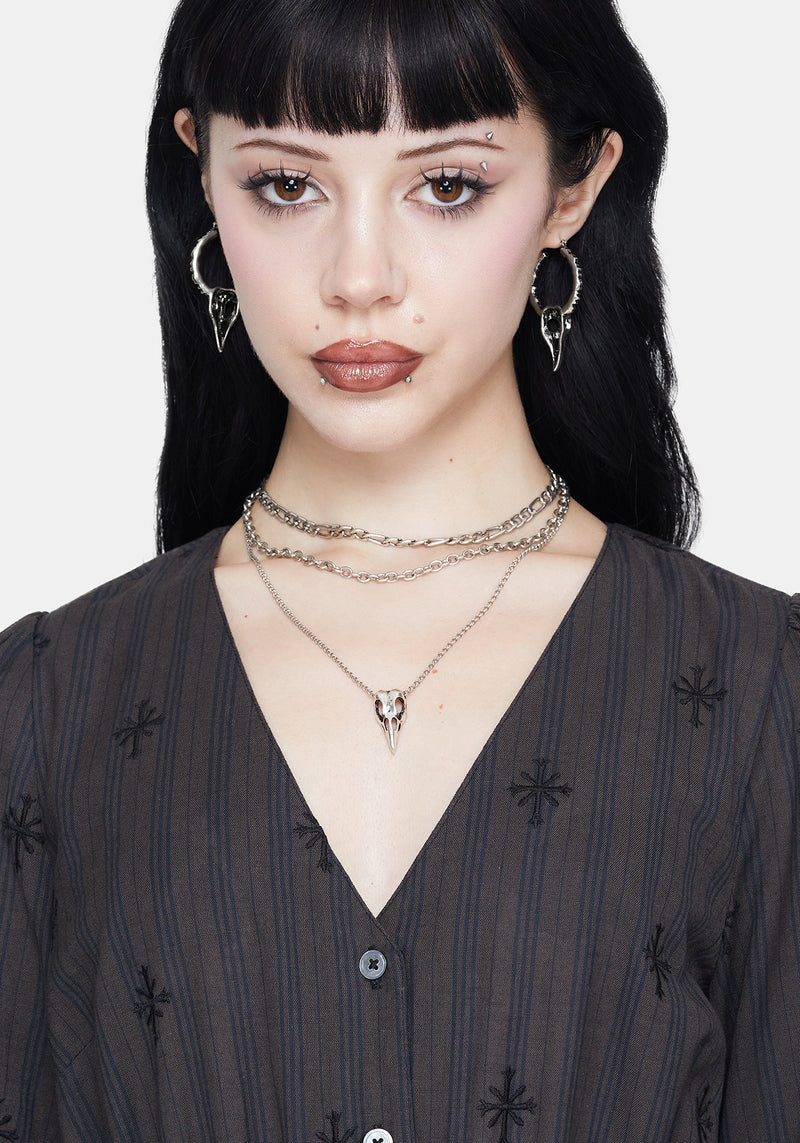 Corvus Bird Skull Hoops