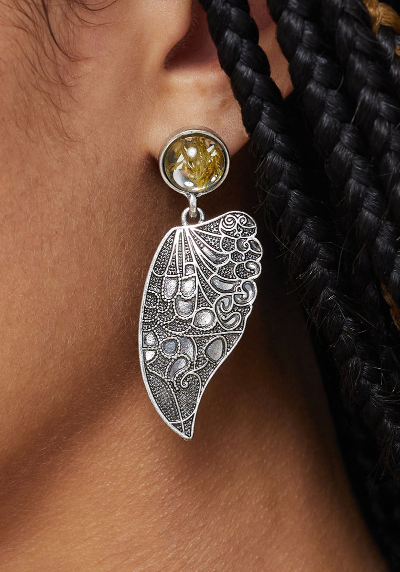 Sylvaine Fairy Wing Trapped Flower Earrings