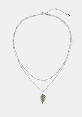 Alderwood Fern Double Layered Necklace - Silver