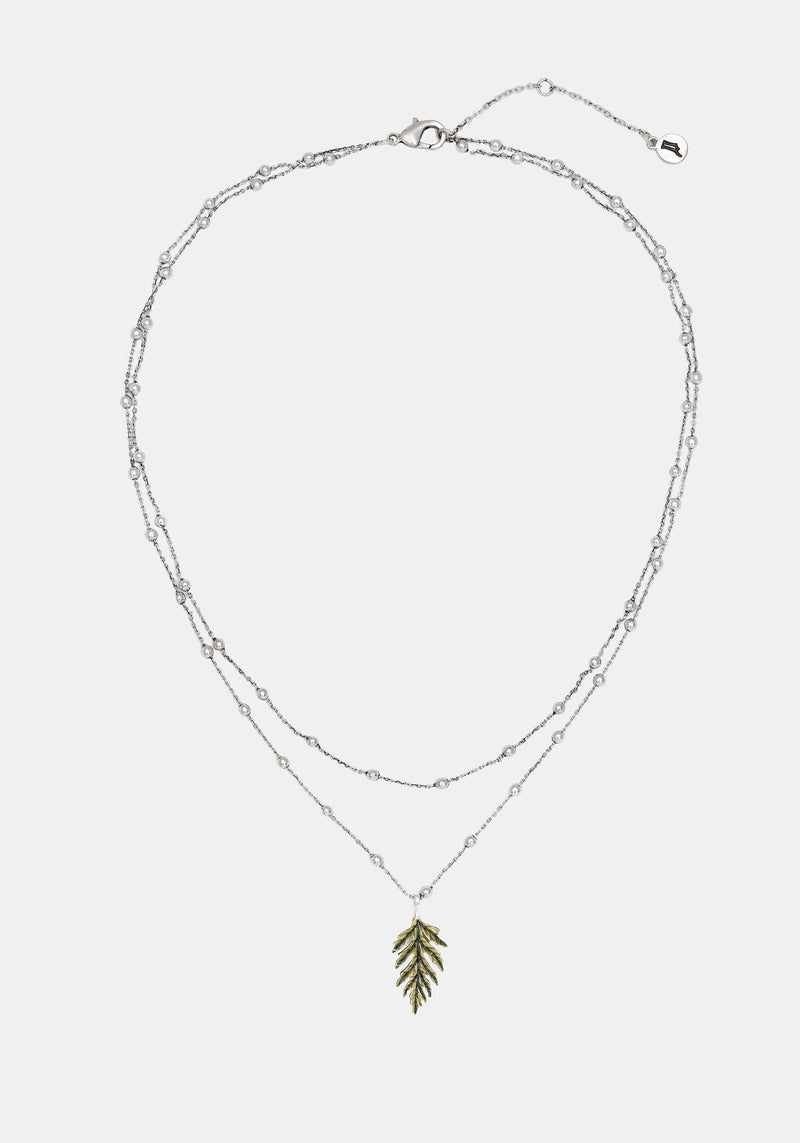 Alderwood Fern Double Layered Necklace - Silver