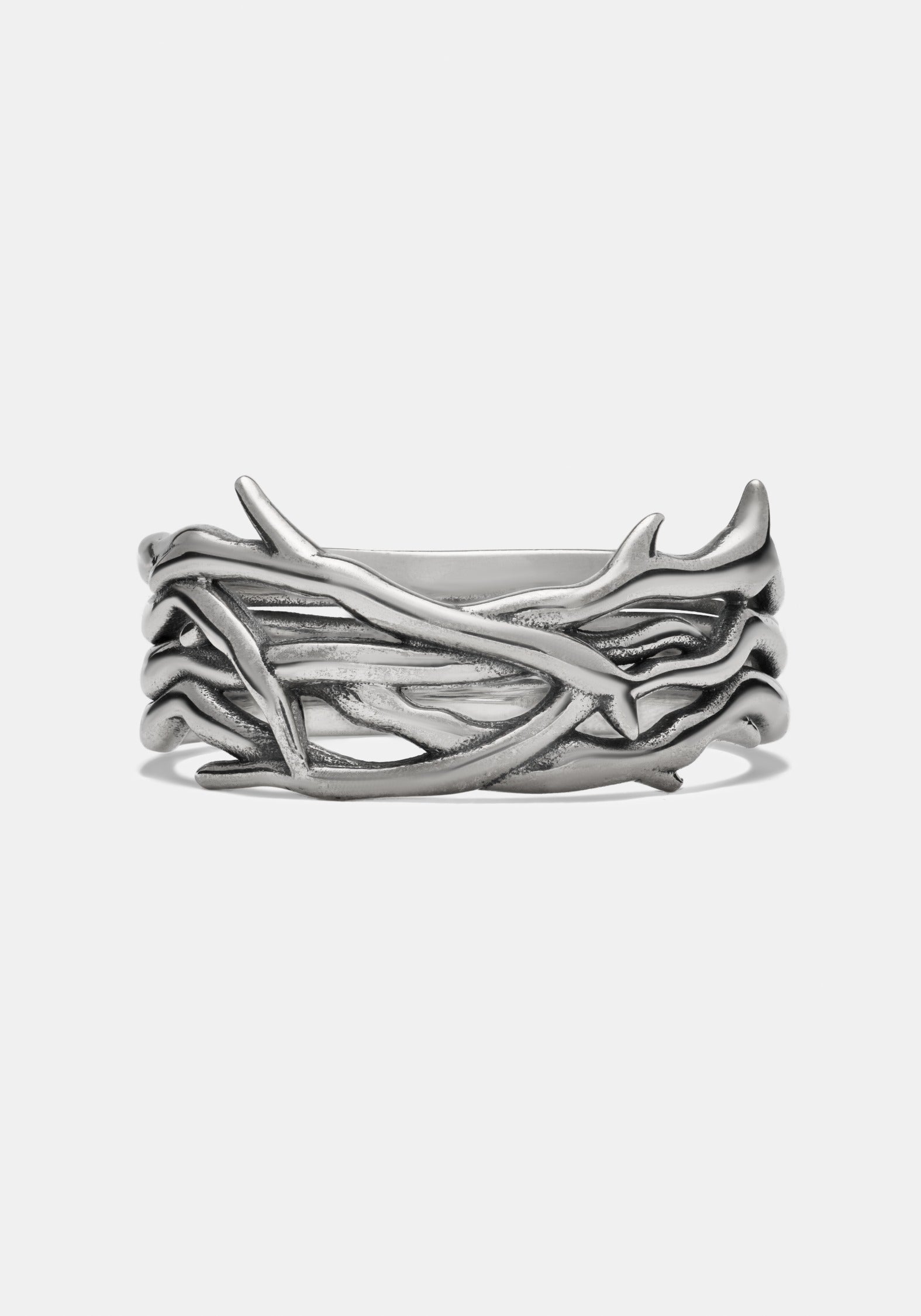 Rosethorn Sterling Silver Black Spinel Band - 9mm