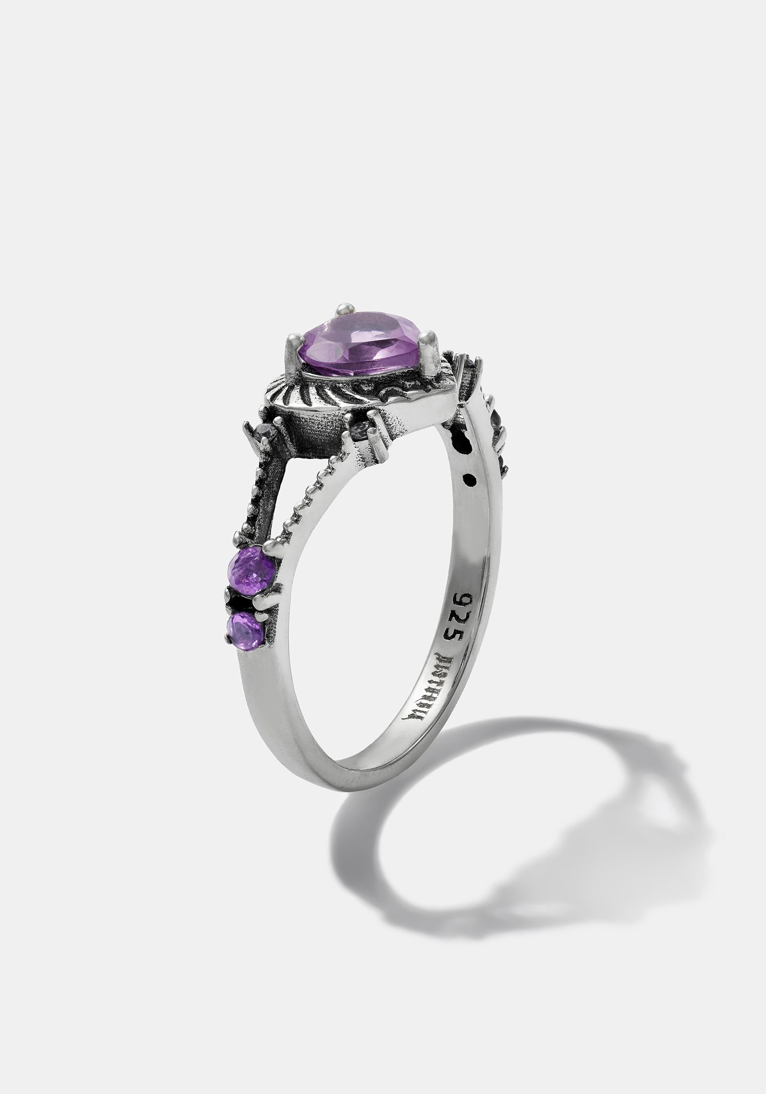 Devotion Sterling Silver Amethyst Heart Ring