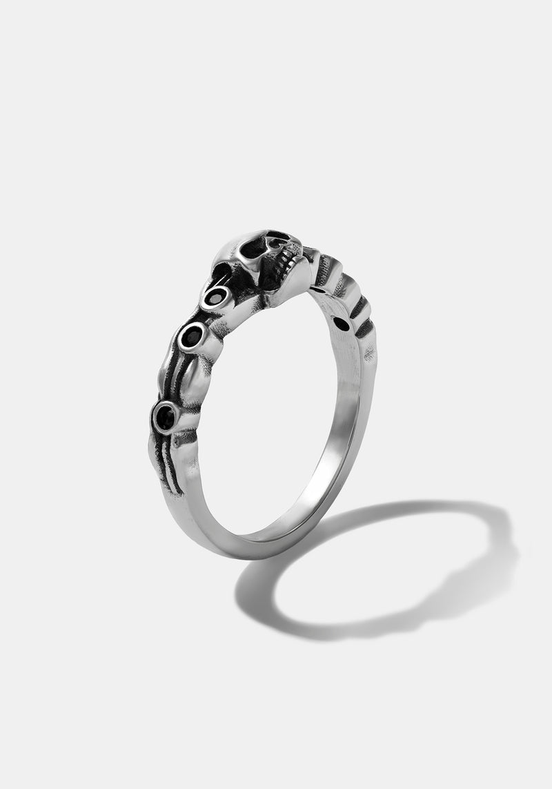 Teara Skull Sterling Silver Skinny Band